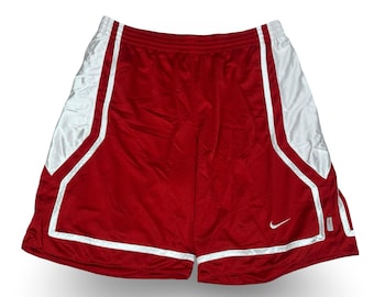 Vintage Nike Basketball Shorts Men’s 2XL XXL Red Mesh Swoosh Dazzle Trim