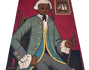 Vintage Paint by Number Colonial African American Man Coat Wood Panel Folk Art