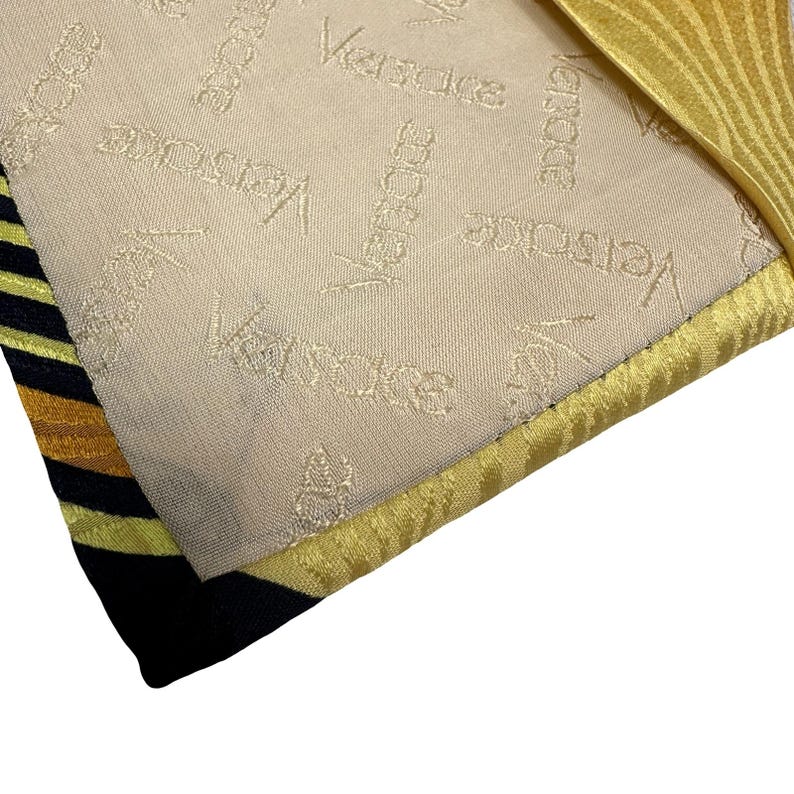 Vintage Gianni Versace Mens Silk Tie Yellow Black Geometric Polka Dot Stripe image 5