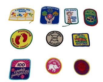 Vintage Girl Scouts Patches Embroidered Assorted Designs Collectible Lot of 10