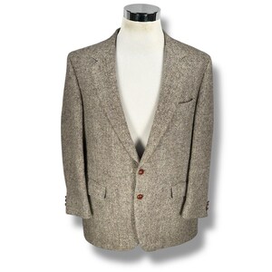 Vintage Harris Tweed Sport Coat Men’s 46R Brown Herringbone Wool Single Breasted