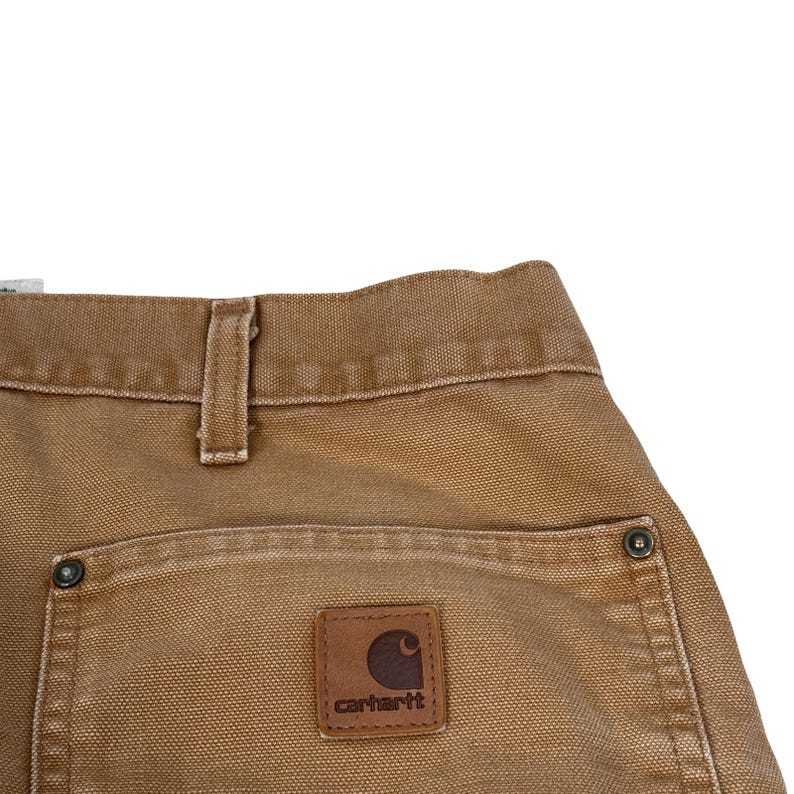 Carhartt B136 Double Knee Work Pants Brown Canvas Dungaree Mens 40x30 Distressed image 4