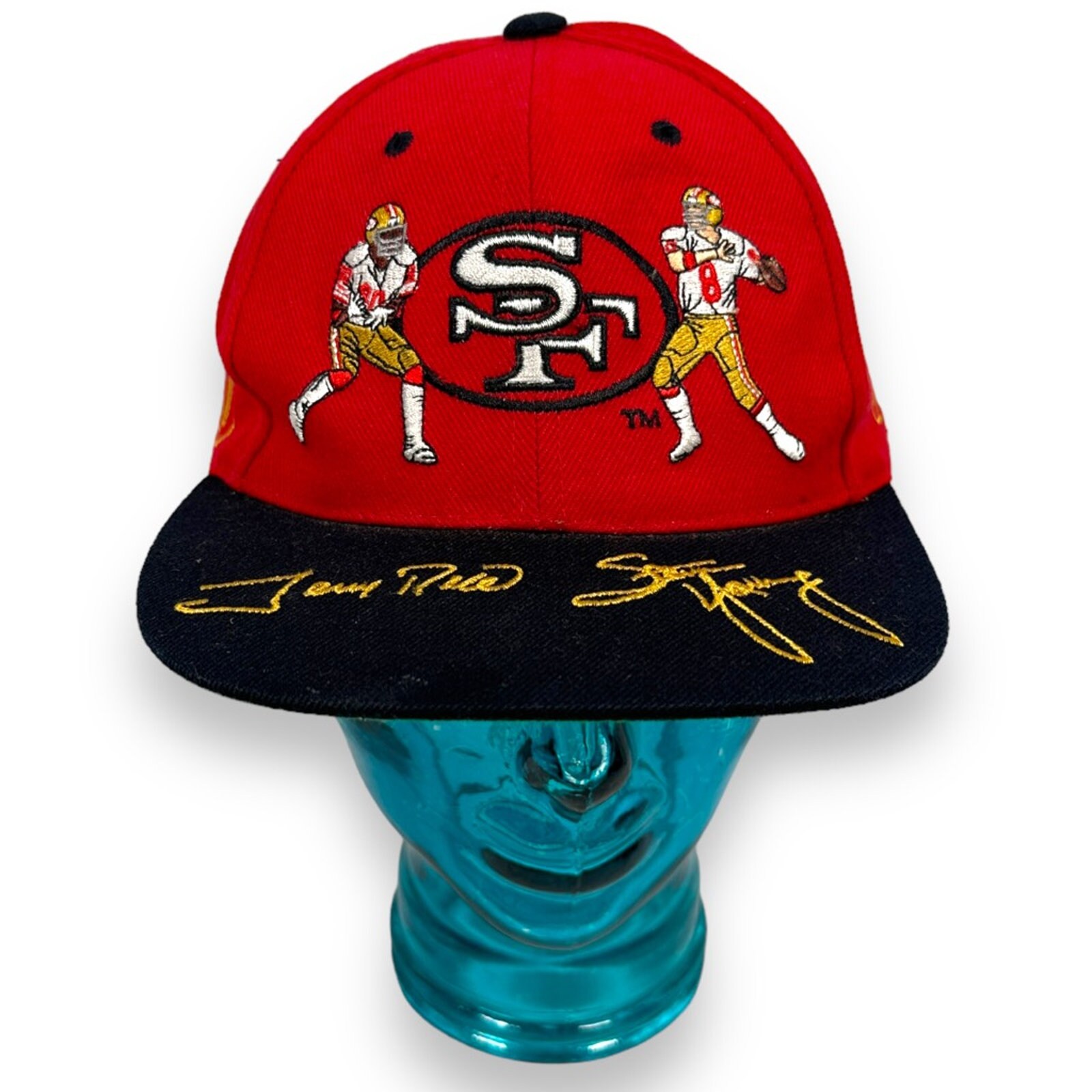 SF 49ers Snapback Hat Vintage Jerry Rice Steve Young Quarterback Club Red 1995 Etsy