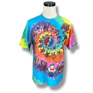 Vintage Liquid Blue Grateful Dead World Bears T-Shirt Mens Large Tie-Dye 90s USA image 1