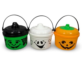 Vintage 1991 McDonalds Halloween 3 Pails McWitch McGhost McPunkn McBoo Buckets