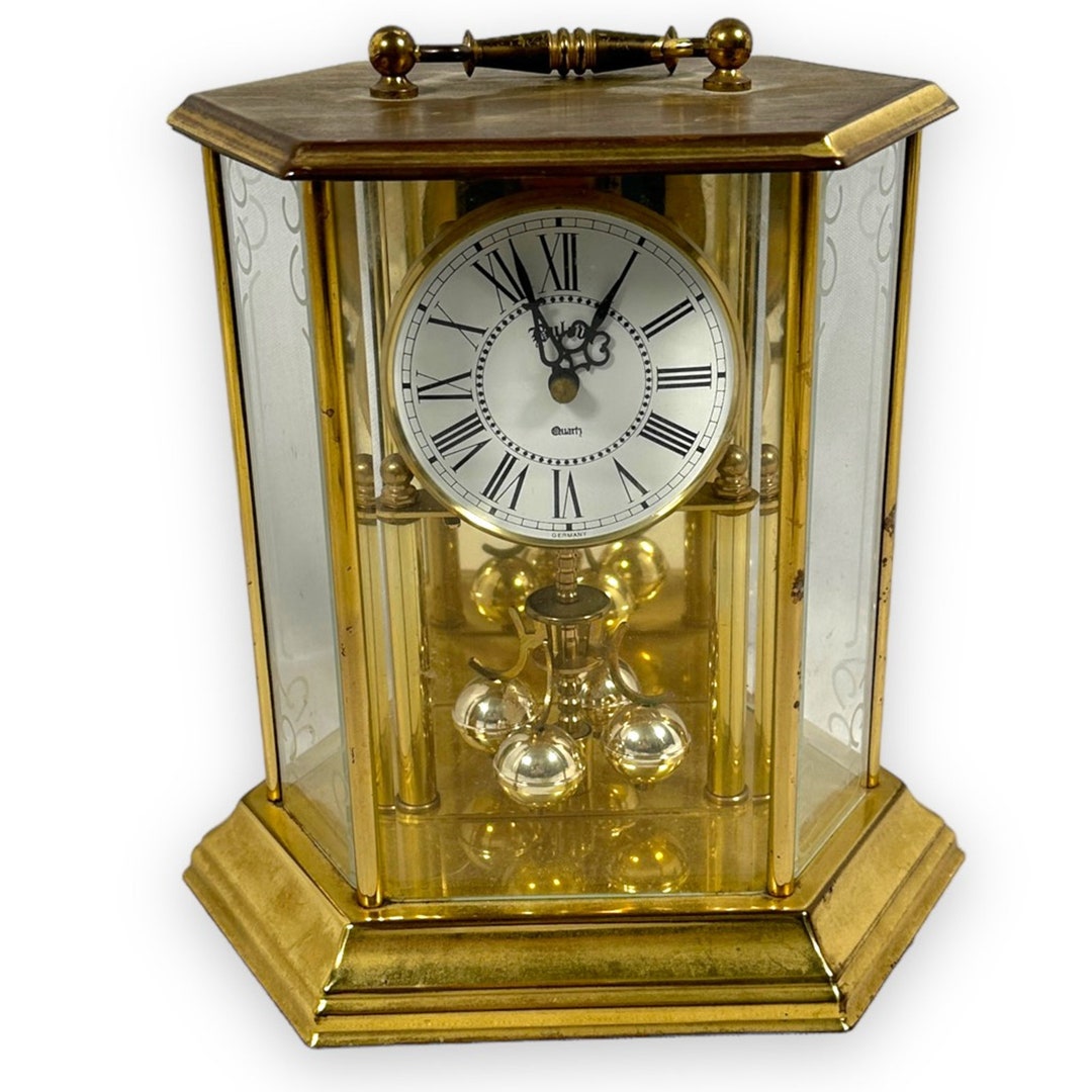 Bulova Anniversary Mantle Desk Clock Brass Vintage Quartz Etsy