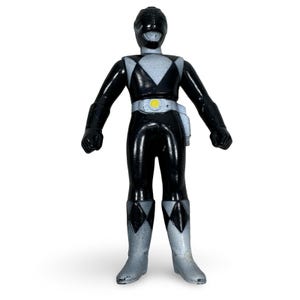 Vintage 1992 Bandai Black Ranger Power Rangers Action Figure 4.5 Inch Gray Black image 1
