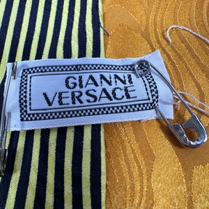 Vintage Gianni Versace Mens Silk Tie Yellow Black Geometric Polka Dot Stripe image 4