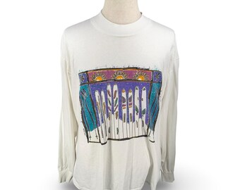 Vintage 1991 Cyrk Sport Mens XL White Long Sleeve Skiing Graphic T-Shirt USA