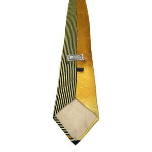 Vintage Gianni Versace Mens Silk Tie Yellow Black Geometric Polka Dot Stripe image 2