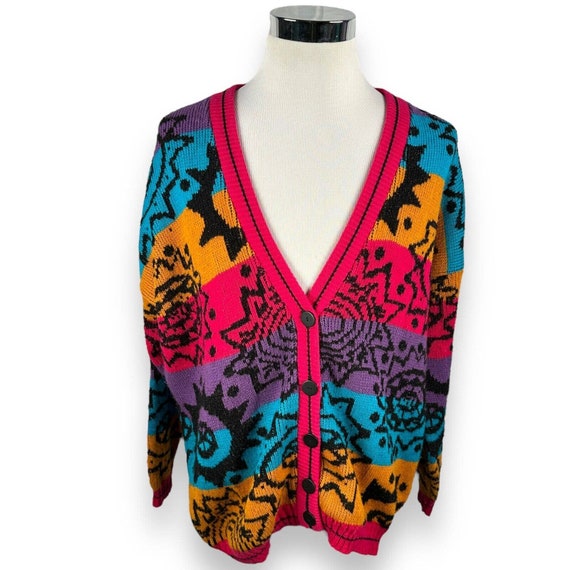 Vintage Roamans Cardigan Sweater Womens XL Colorfu