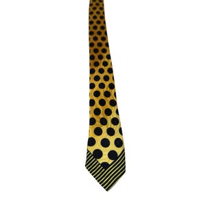 Vintage Gianni Versace Mens Silk Tie Yellow Black Geometric Polka Dot Stripe image 3