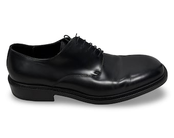 Gucci Mens Black Leather Derby Dress Shoes Made in Italy Vintage Size 10 D