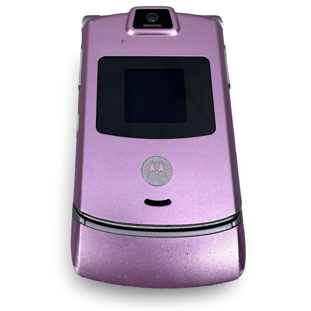Verizon Pink Razor Motorola RAZR V3m Verizon Flip Phone Orchid Pink Metallic Y2K Rare Cell ...