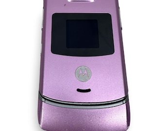 Motorola RAZR V3m Verizon Flip Phone Orchid Pink Metallic Y2K Rare Cell Phone