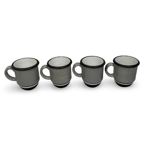Dansk Stacking Stripe Mugs Set of 4 Gray Black Stoneware Stackable Coffee Cups