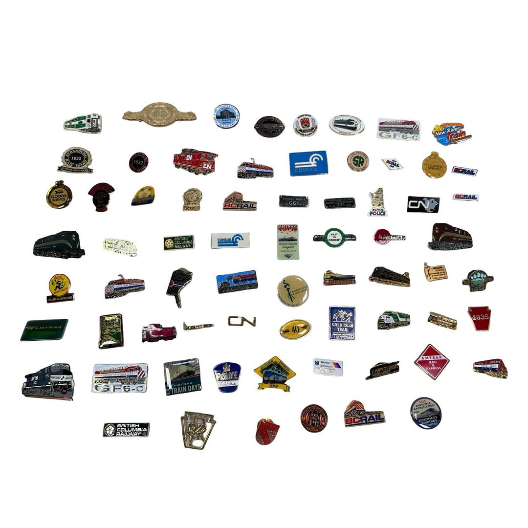 Assorted Vintage Train Railroad Enamel Metal Lapel Pin Huge Lot Amtrak ...
