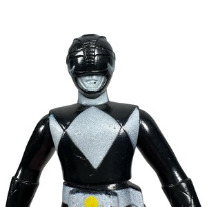 Vintage 1992 Bandai Black Ranger Power Rangers Action Figure 4.5 Inch Gray Black image 3
