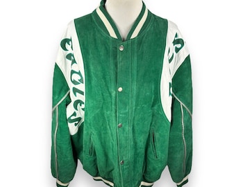 Vintage Philadelphia Eagles Leather Jacket 4XT Mens Kelly Green Suede G-III Tall