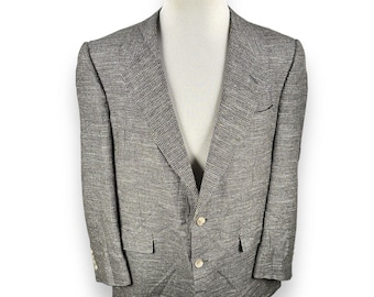Vintage Christian Dior Blazer Suit Jacket Sport Coat Mens 44R Gray Knit Textured