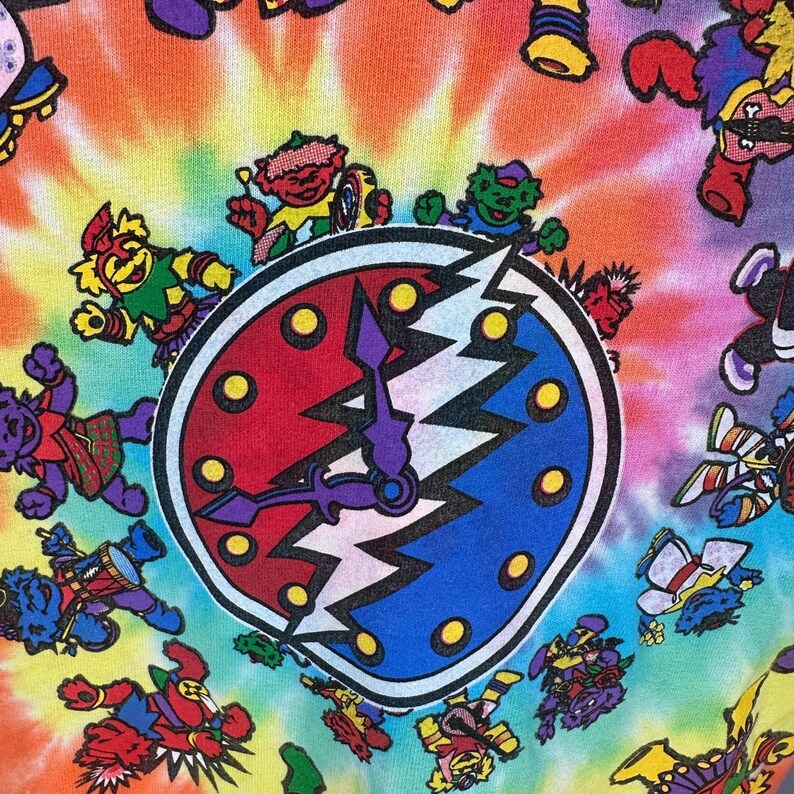 Vintage Liquid Blue Grateful Dead World Bears T-Shirt Mens Large Tie-Dye 90s USA image 3