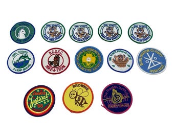 Vintage Girl Scouts Patches Embroidered Assorted Designs Collectible Lot of 13