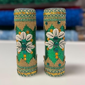 Handmade Candle with beautiful design for Orisha Orula/ Vela echa a mano con diseño hermoso para Orisha Orula