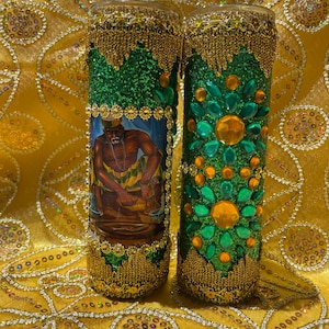 Handmade Candle with beautiful design for Orisha Orula/ Vela echa a mano con diseño hermoso para Orisha Orula
