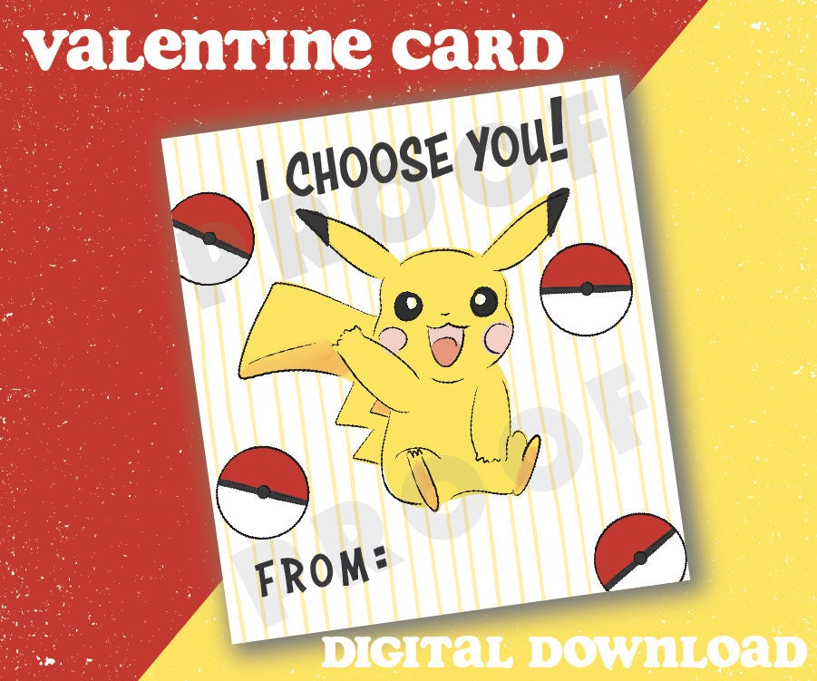 pokemon valentines cards near me Hallmark Pokémon Day Card (Pikachu, I Choose You) Anniversary Card, Love Card : Office Products Hallmark Pokémon Kids Valentines Set