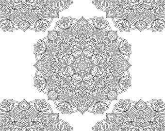 Digital Mandala Coloring Pages - Etsy