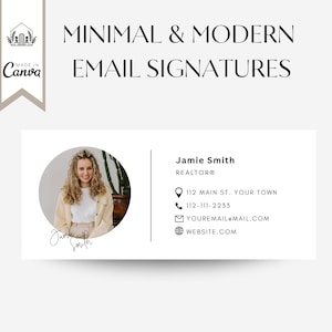 Moderne e-mailhandtekeningsjabloon met logo/foto, bewerkbare Canva-e-mailhandtekening | Professioneel | Onroerend goed |