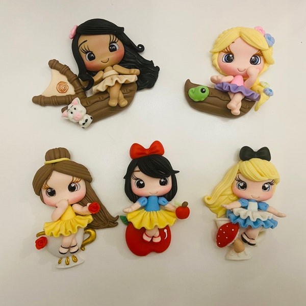 Princesa Clays para bowsclay /muñecas Muñecas de porcelana fría/Centro de arco de pelo /centro de arcilla de colección de muñecas/centros de mesa de arcilla /centro de arco/centro de arcilla