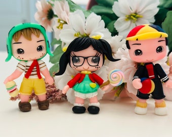 El chavo del ocho Cold porcelain dolls/Hair bow center/dolls collection clay center/clay centerpieces/bow center/clay centerpieces