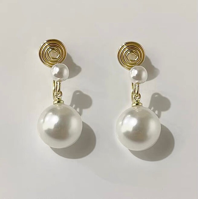 Clip on Earrings Pearl Drop Earrings Pearl Dangle Earrings Etsy