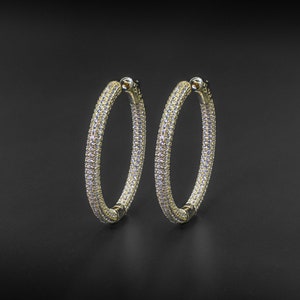 Full Diamond Pavé Medium Hoop Earrings