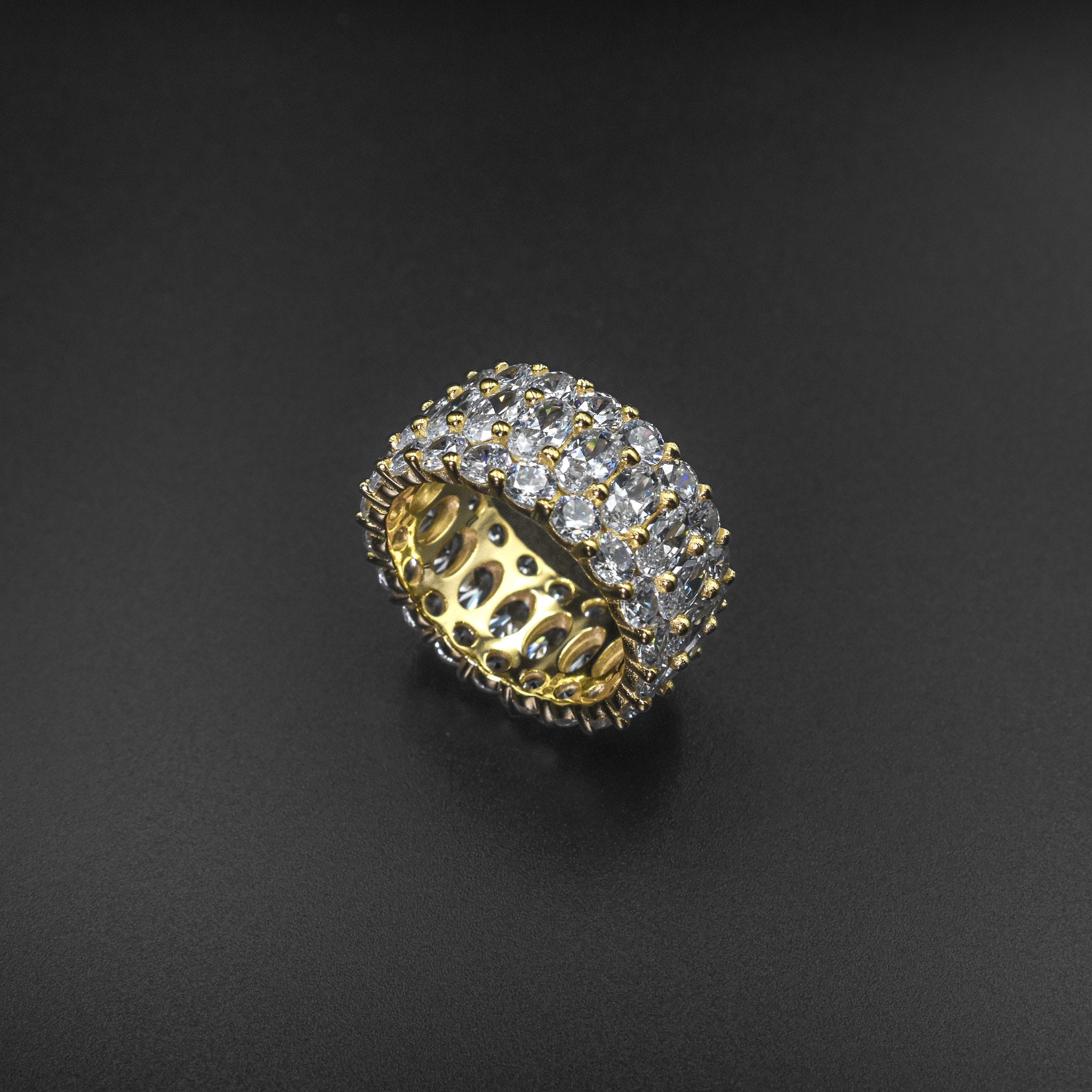Silver Triple Eternity Simulated Ruby Ring main image 1