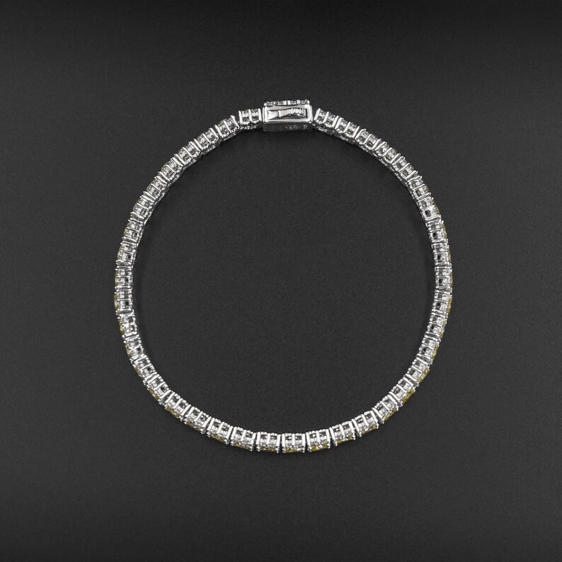 Bracelet Tennis Art Déco En Argent Sterling Et Strass - Chaîne De Sécurité, Occasion
