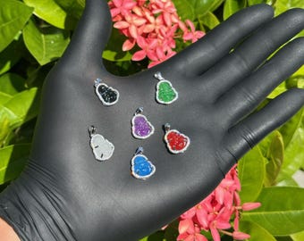 Sterling Silver Buddha Pendants | Multicolor CZ Stone Buddha Charms | Spiritual Good Luck Jewelry
