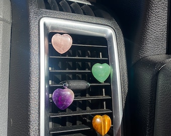 Crystal heart air vent clip