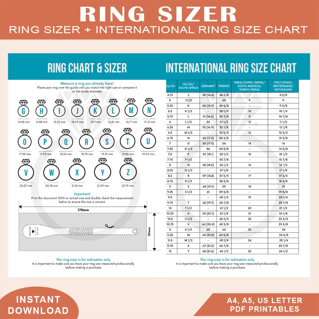 Ring Sizer UK Printable Ring Size Measuring Tool Etsy