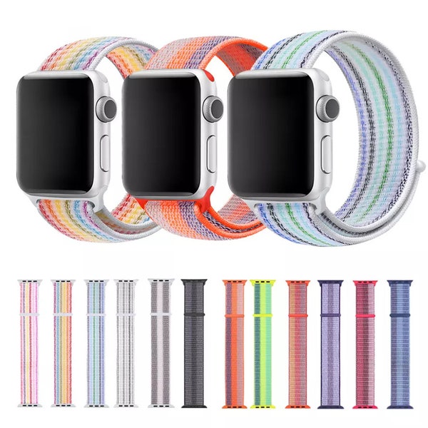 Nylon Watch Band For Apple Watch Velcro Sport Loop iWatch Series 7/6/5/4/3/2/1/ SE , 38/40/41/42/44/45mm