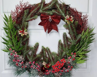 Best Artificial Christmas 22In Wreaths Front Door. One of a kind Holiday Wreaths. Gold, Silver, Red, Blue, Angel, Glitter