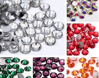 SALE 1440pcs Shiny Rhinestones SS 4 5 6 8 10 12 16 20 30 Crystal Stones Nails Flatback AB Round Glass Crystal 35 colors