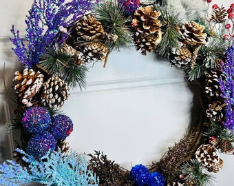 Best Artificial Christmas 22In Wreaths Front Door. One of a kind Holiday Wreaths. Gold, Silver, Red, Blue, Angel, Glitter