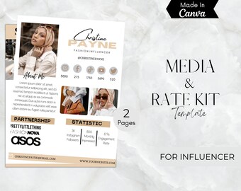 2 Page Media Kit & Rate Card Template Influencer Content - Etsy