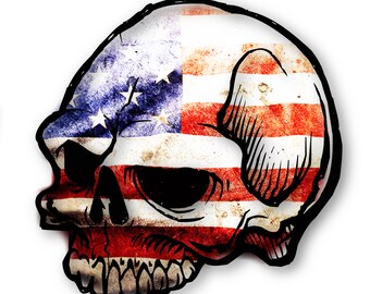 American Flag Skull Sticker
