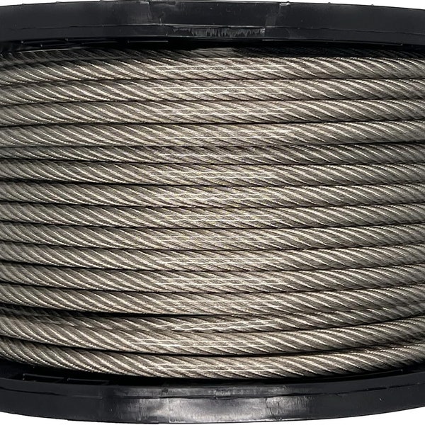 Vinyl Coated STAINLESS STEEL Wire Rope Cable, 3/16" - 1/4", 7x19: 25, 50, 100, 150, 200, 250, 500 ft