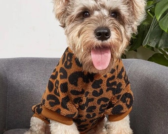 Leopard Print Pet Sweatshirt, Winter Sweater For Dogs, Dog Lover Gift, Pet Clothing Outfit, Dog Clothing, Sweater Pets, Pet Lover Gift