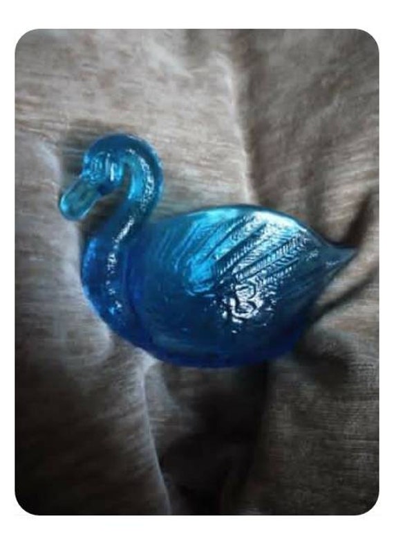 Blue glass swan swan dish ring dish trinket dish