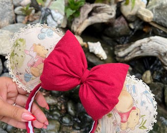 Diadema de orejas de Winnie the Pooh hecha a mano, orejas de ratón para cosplay